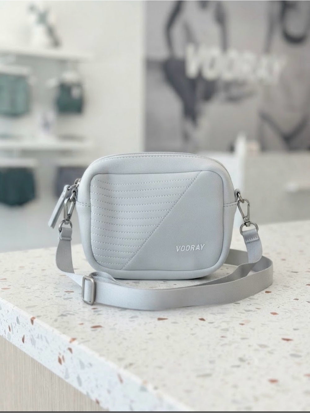 Vooray Light Gray Quilted Crossbody Bag for Women